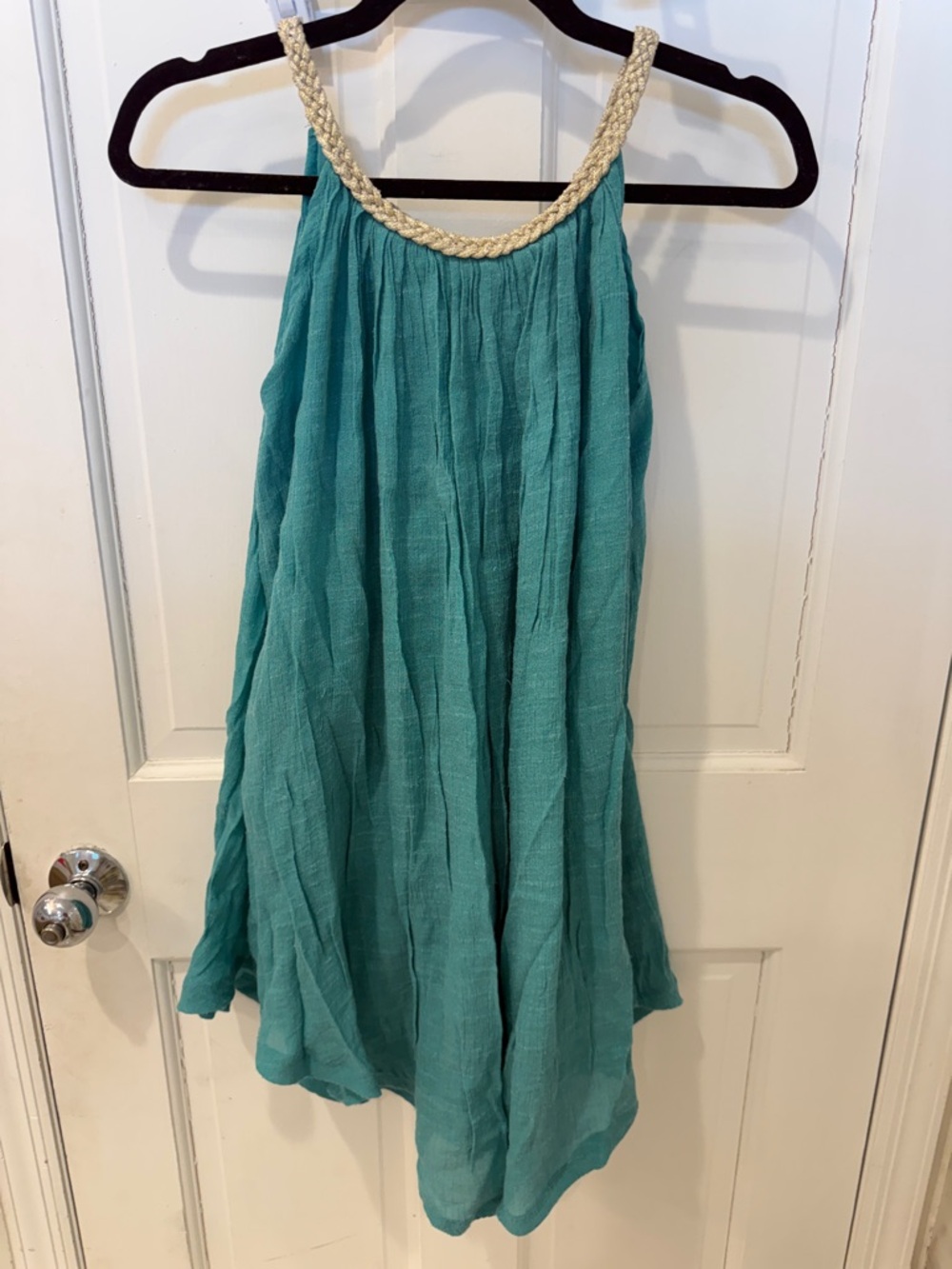 Women’s Teal Braided-Neck Casual Shirt
